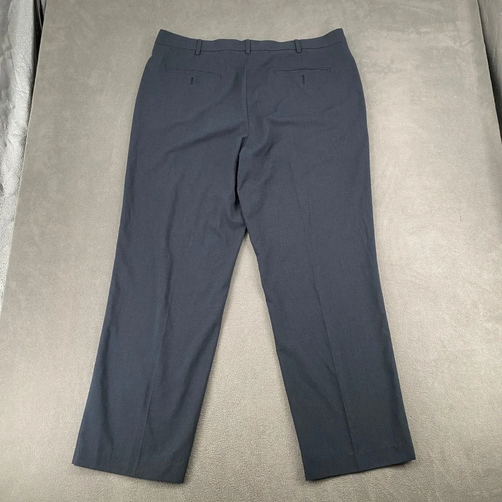Van Heusen Mens Navy Blue Micro Pattern Dress Pants 40x32 Flat Front Trousers